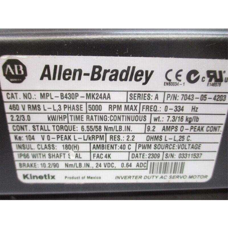 Allen Bradley MPL-B430P-MK24AA  7043-05-4203 motor