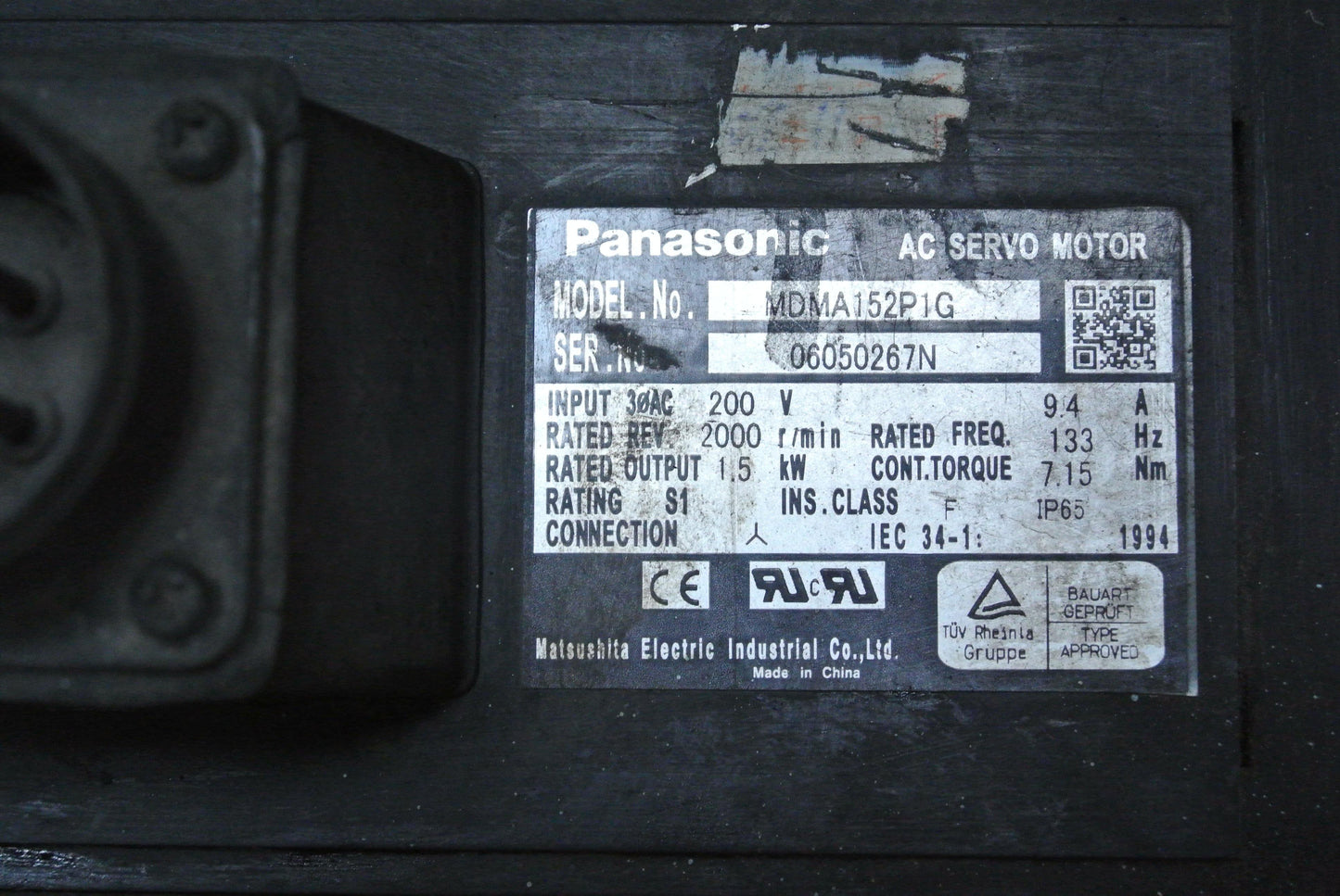 Panasonic MDMA152P1G AC Servo Motor Input 200V 1.5kW - we
