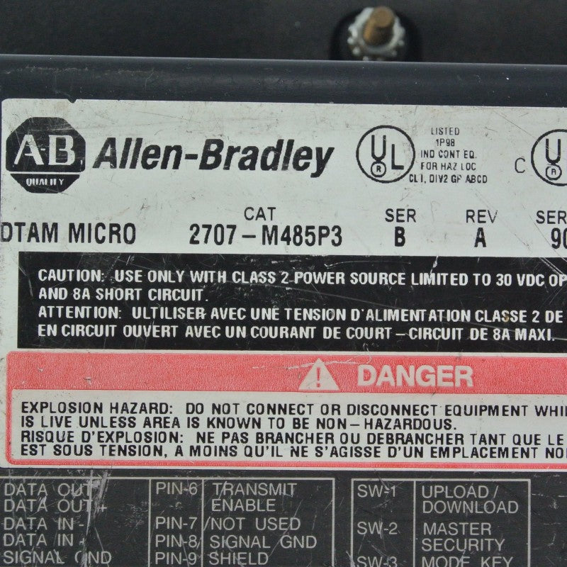 Allen Bradley 2707-M485P3 DTAM Micro Operator Interface SER B